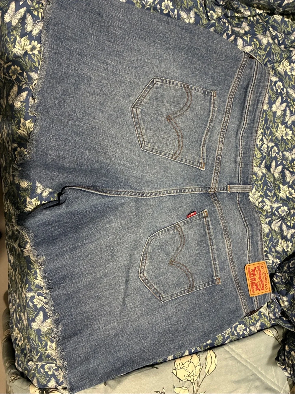 Levi's Women's Blue Distressed Denim Shorts